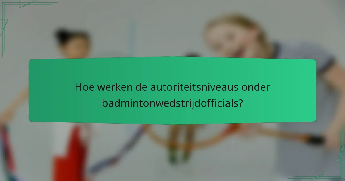 Hoe werken de autoriteitsniveaus onder badmintonwedstrijdofficials?